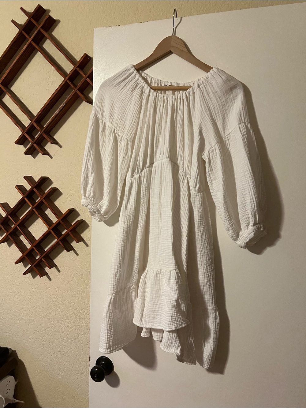 EMME White Gauze Peasant Dress